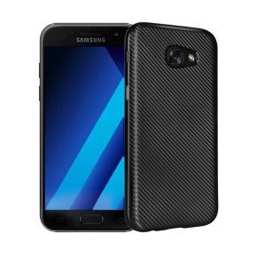 Луксозен силиконов гръб ТПУ ултра тънък Карбон за Samsung Galaxy A5 2017 A520F черен